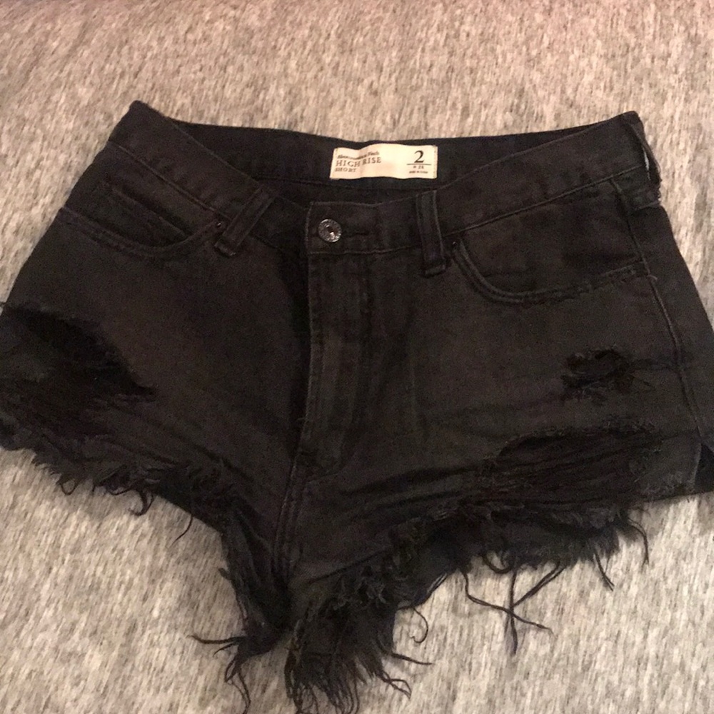 Black denim shorts